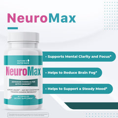 NeuroMax capsules close-up showing plant-based ingredients for daily balance