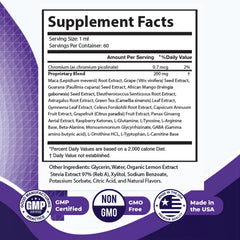 NeuroSilence liquid drops on a counter highlighting USA GMP quality and compact travel size.