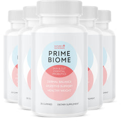 Nature’s NutriWave PrimeBiome Gummies bottle front for easy daily wellness.