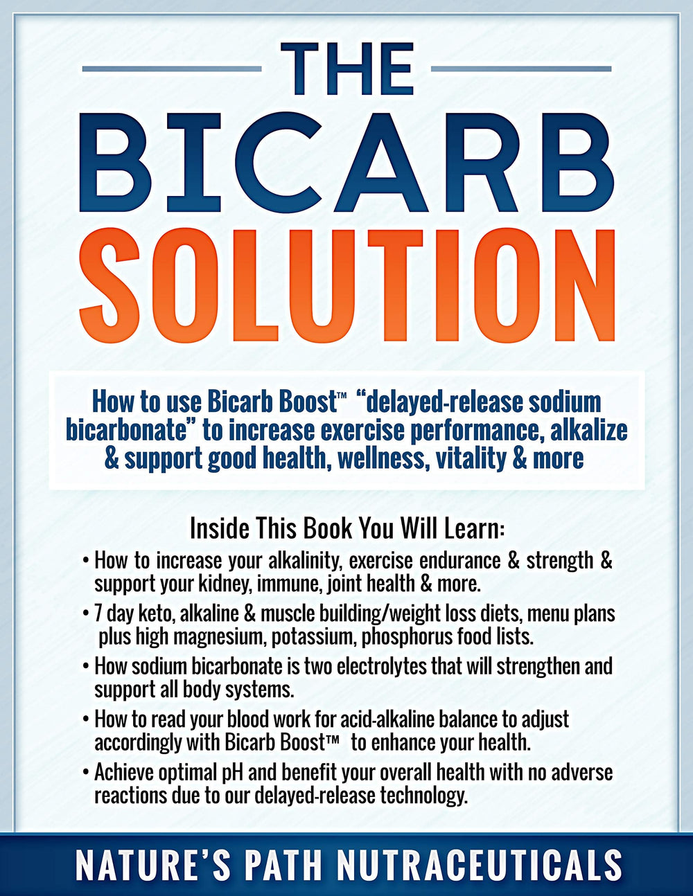 Nature's Path Nutraceuticals 650mg tablets nutrition label highlighting sodium and bicarbonate content.
