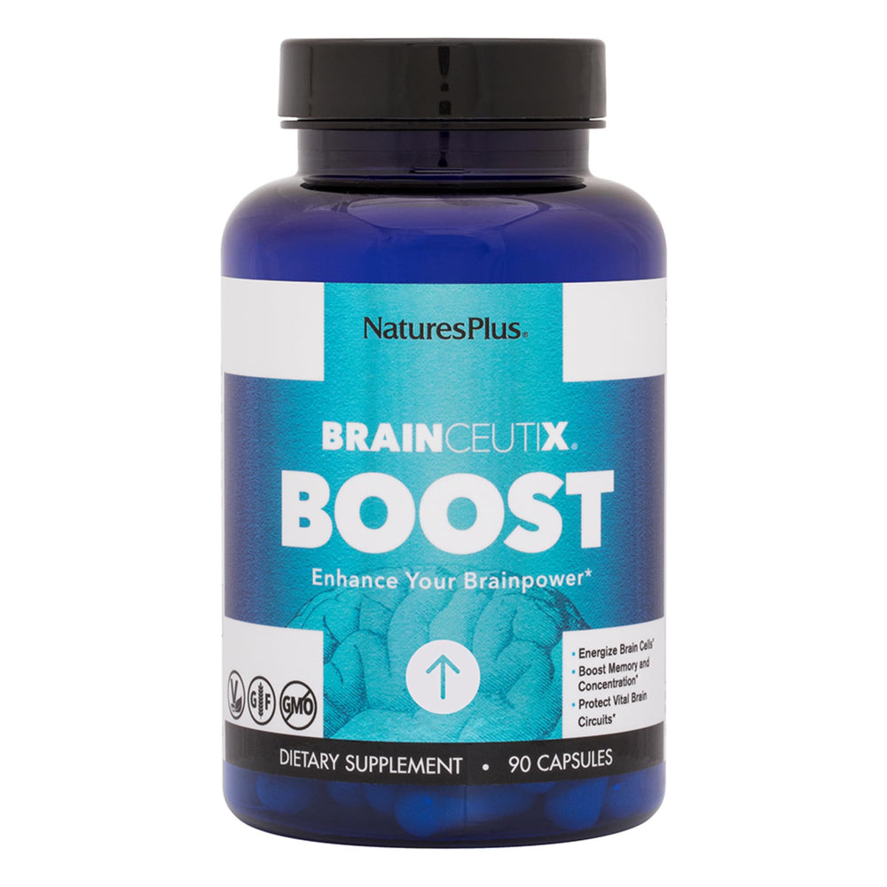BrainCeutix by Nature's Plus bottle front hints at improved focus potential.