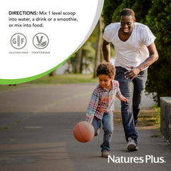 Close-up label on GI Natural Wellness tub emphasizing vegetarian, gluten-free formulation