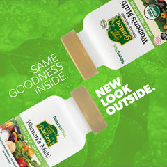 Nature's Plus Source of Life Garden label close-up highlighting organic ingredients.