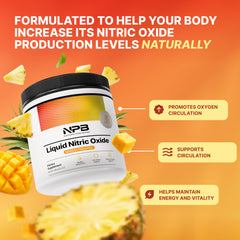 Nature's Pure Blend nitric oxide powder scoop ready to mix for preworkout use