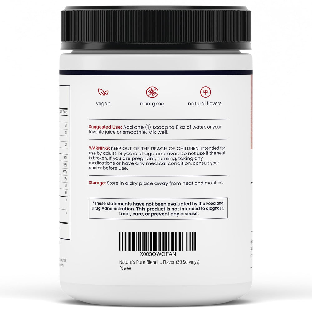 Nature's Pure Blend Organic Beet Powder packaging conveys premium organic quality.