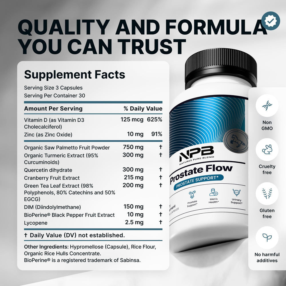 Nature's Pure Blend Prostate Flow turmeric cranberry green tea ingredients