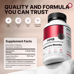 Nature's Pure Blend vegan beet root capsules with clean ingredients for active lifestyles.