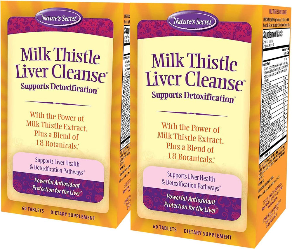 Nature's Secret Milk Thistle Liver Cleanse bottle with turmeric highlights liver support