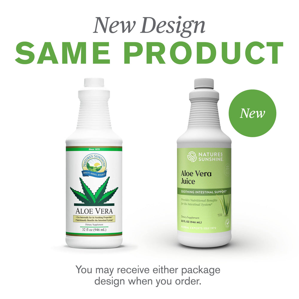 Glass of Nature's Sunshine Aloe Vera Juice shows natural color and refreshing appeal