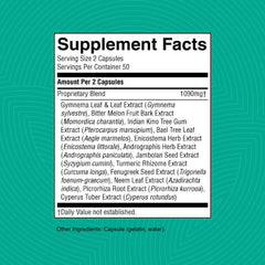 Nature's Sunshine Blood Sugar Formula label detail highlights ingredients and quality.