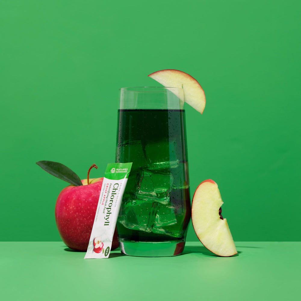Nature's Sunshine chlorophyll stick emphasizes higher active ingredient per serving.