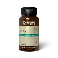 Nature's Sunshine CLT-X capsules bottle front for digestive support.