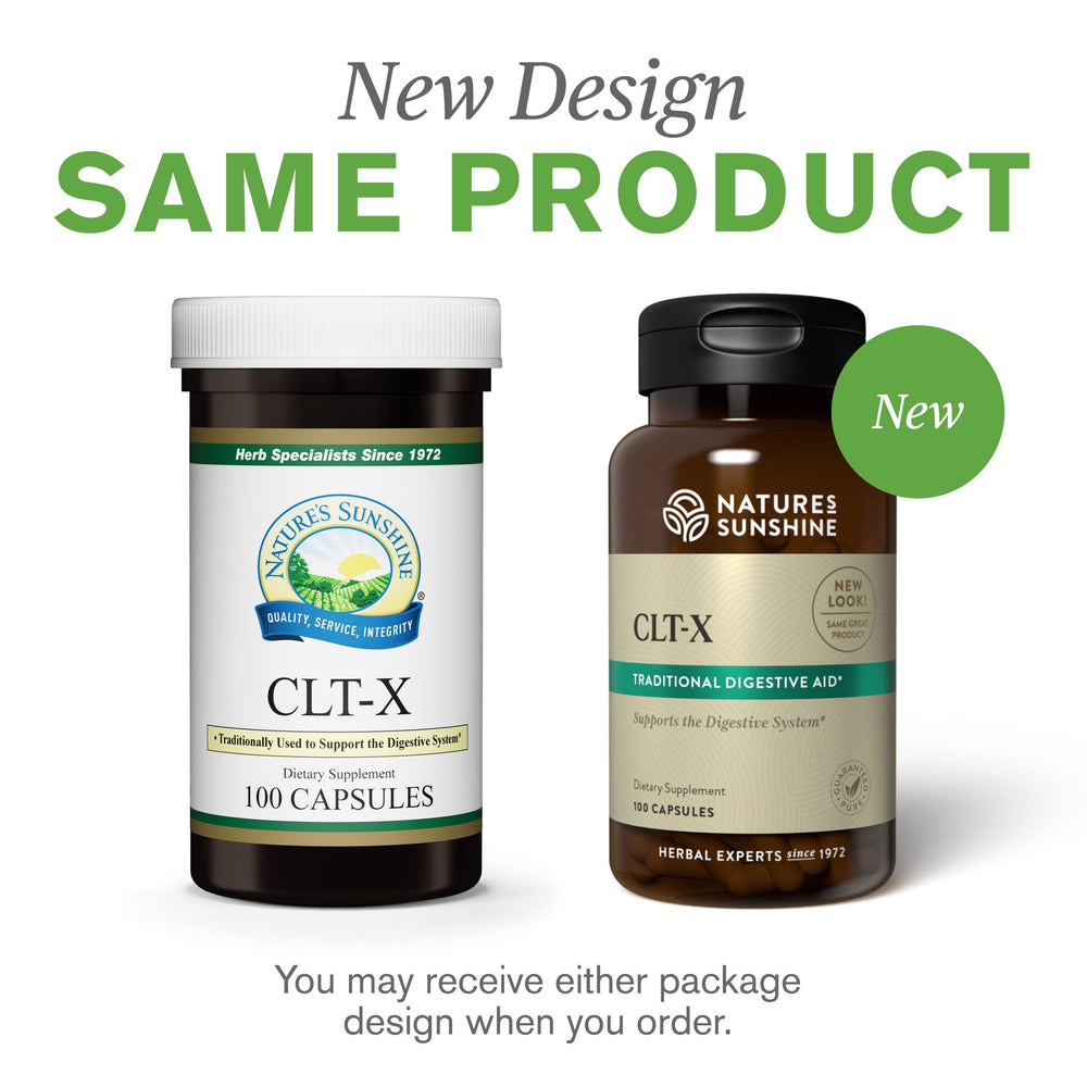 Nature's Sunshine CLT-X bottle on shelf suggesting glandular system support.
