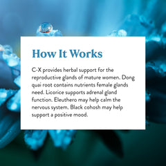 Nature's Sunshine C-X Capsules on a shelf as part of a wellness routine.