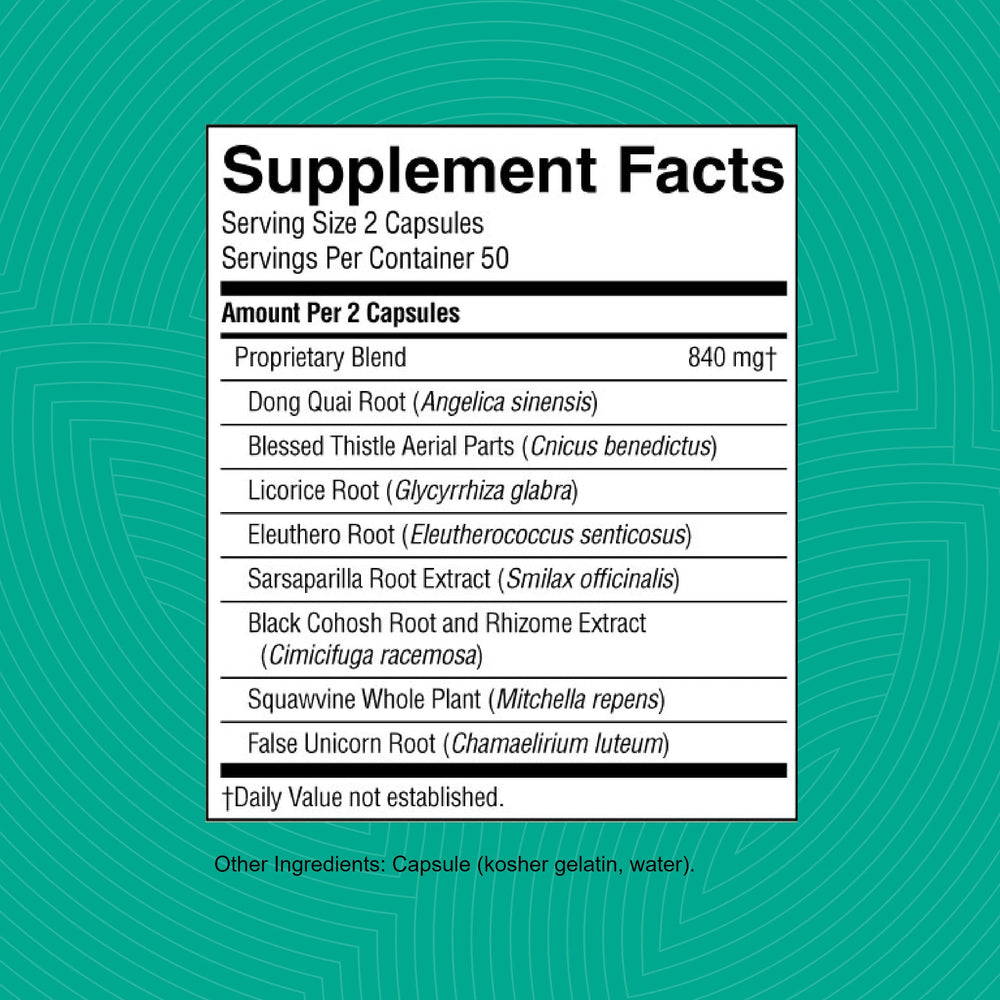 Nature's Sunshine C-X Herbal Capsules label close-up highlighting glandular health support.