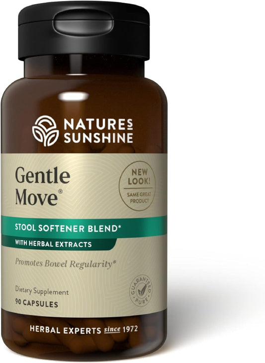 Nature's Sunshine Gentle Move bottle shows a natural digestive support option for daily comfort.