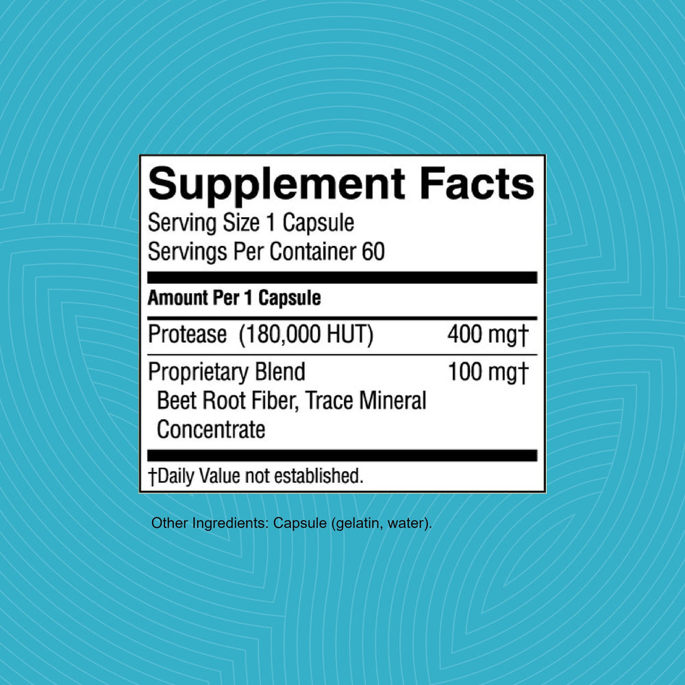 Nature's Sunshine High Potency Protease capsules closeup highlighting easy-to-take format.