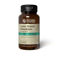 Nature's Sunshine Lower Bowel Stimulator bottle with 25 servings for convenient use.