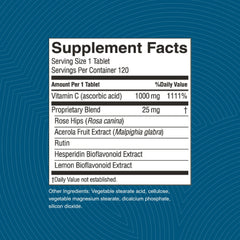 Bottle label close-up showing 1000 mg vitamin C from Nature's Sunshine.