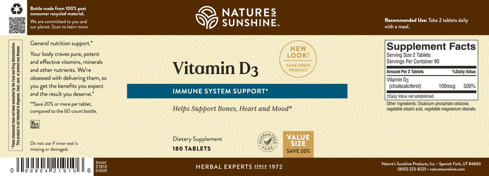 Person uses Nature's Sunshine Vitamin D3 in daily routine