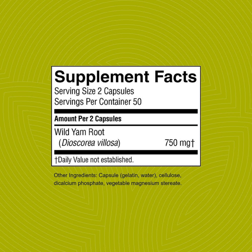 Nature's Sunshine Wild Yam Capsules inside bottle offer convenient capsules for daily energy and wellness.
