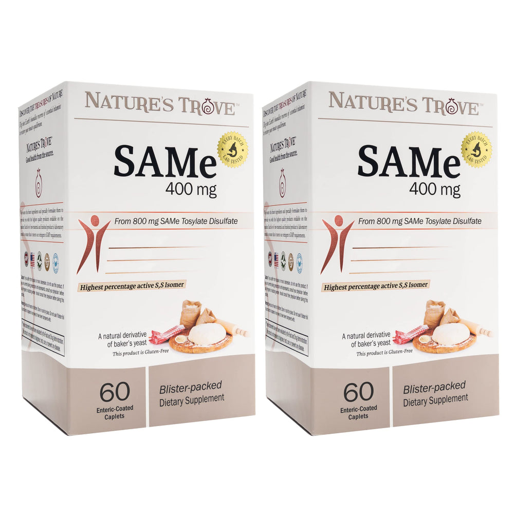 Nature's Trove SAM-e 400mg bottle front view with enteric-coated caplets
