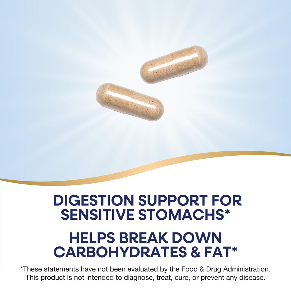 Nature's Way Acid Ease capsules close-up emphasizing digestive enzymes.