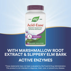 Nature's Way Acid Ease ingredients panel featuring marshmallow root and slippery elm.