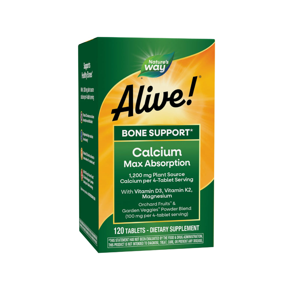 Nature's Way Alive Calcium Bone Support tablets with plant-based minerals for bone-friendly nutrition