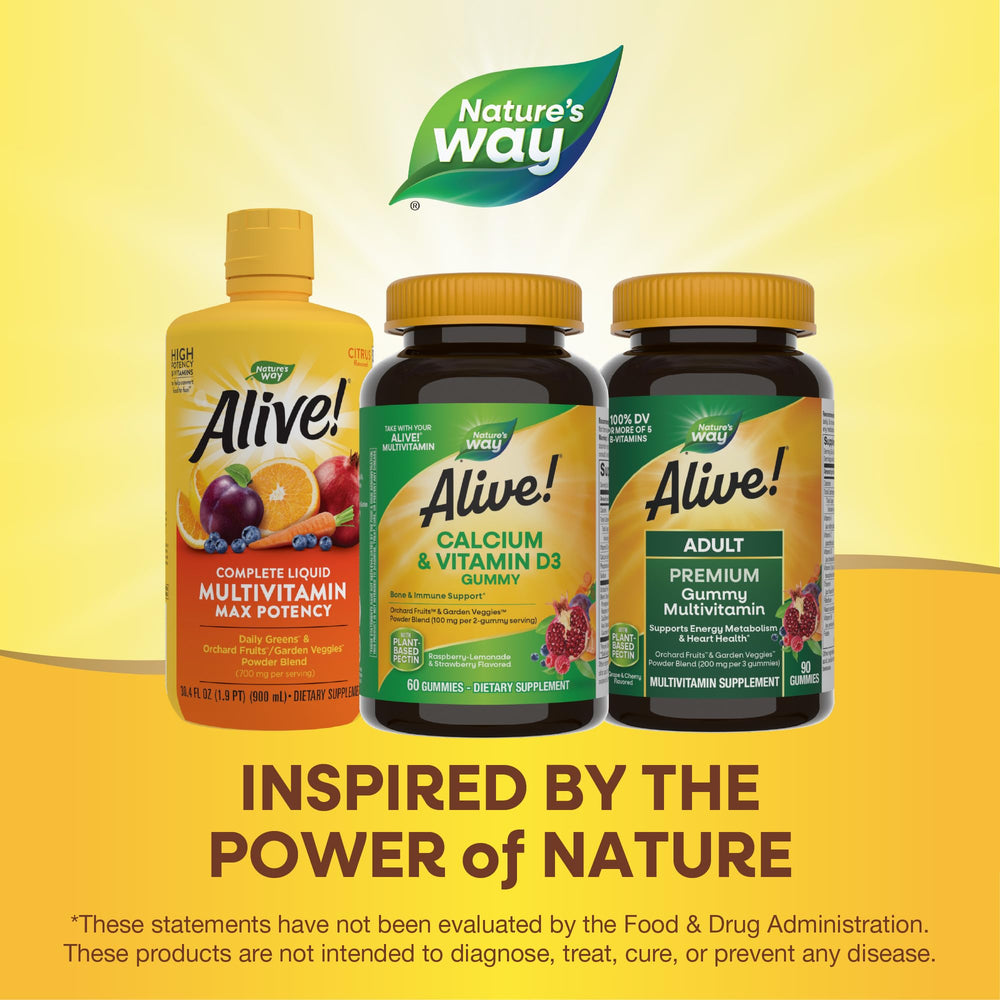 Nature's Way Alive! calcium gummies in daily-use packaging support routine.