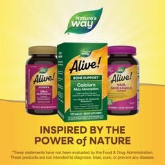 Nature's Way Alive bottle of 120 tablets emphasizes eco-friendly, vegetarian supplement