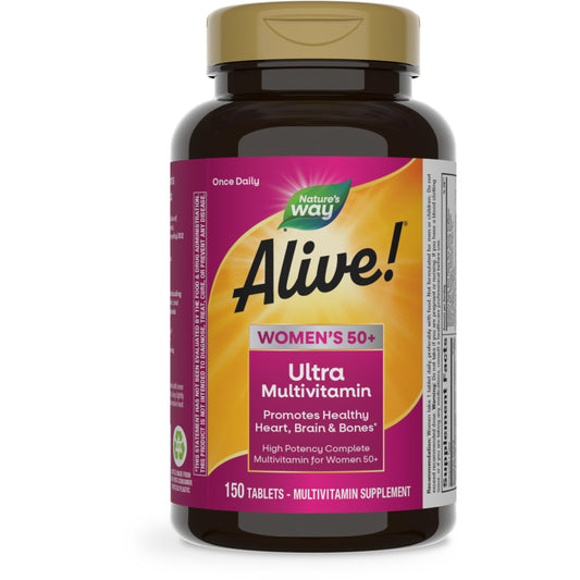 Nature’s Way Alive! Women 50+ bottle front view supports daily energy and wellness