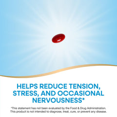 CalmAid softgel being poured for convenient daily use against tension.