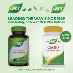 Nature's Way CoQ10 softgels closeup highlighting easy daily intake