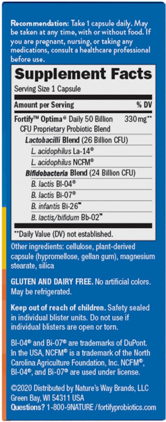 Gluten-free symbol displayed with Fortify Optima packaging.