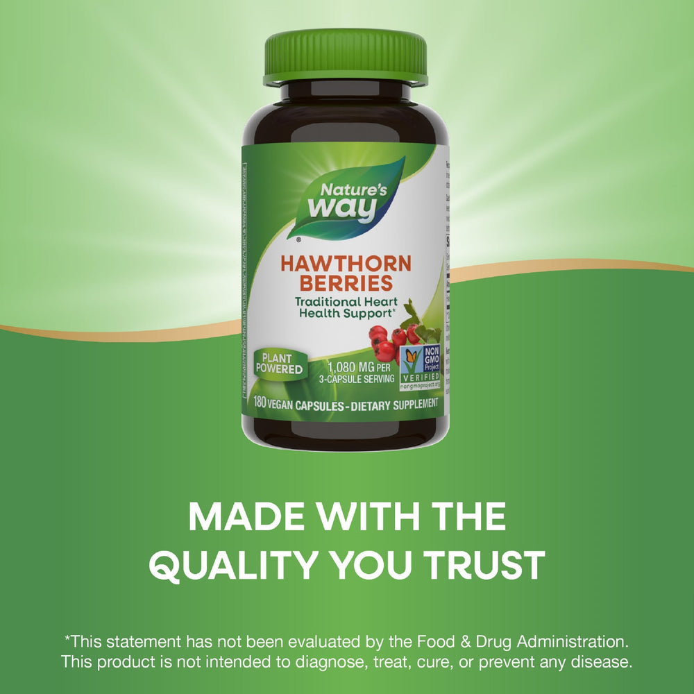 Nature's Way Hawthorn vegan capsules ready for daily use