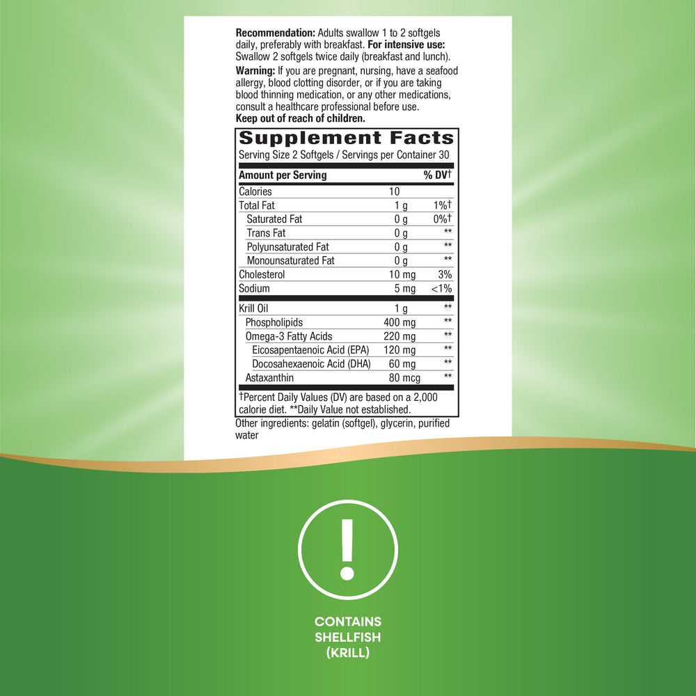 Nature's Way Krill Oil purity test seal signaling safety and quality checks
