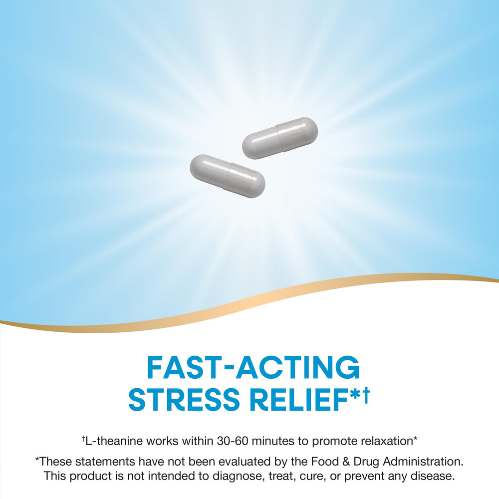 Front packaging of Nature's Way L-Theanine with 180 capsules for daily use