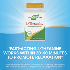 Vegan gluten-free badge on Nature's Way L-Theanine packaging