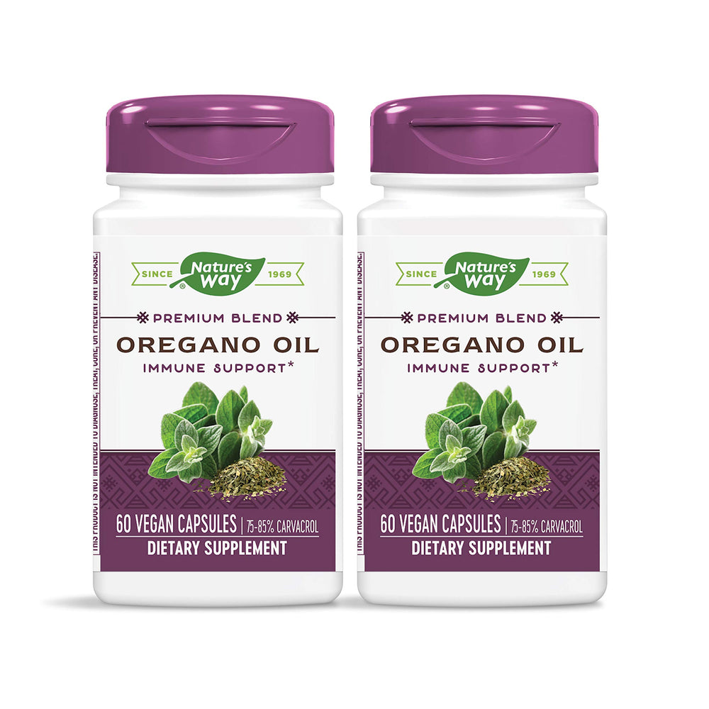 Nature's Way oregano oil bottle with standardized extract for potential immune support