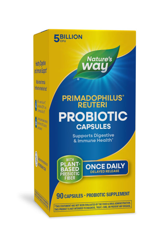 Nature's Way Primadophilus Reuteri bottle front view for daily digestive support.