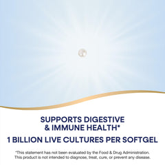 Closeup of Nature's Way Primadophilus Reuteri softgels with triple-layer coating for stomach acid survival