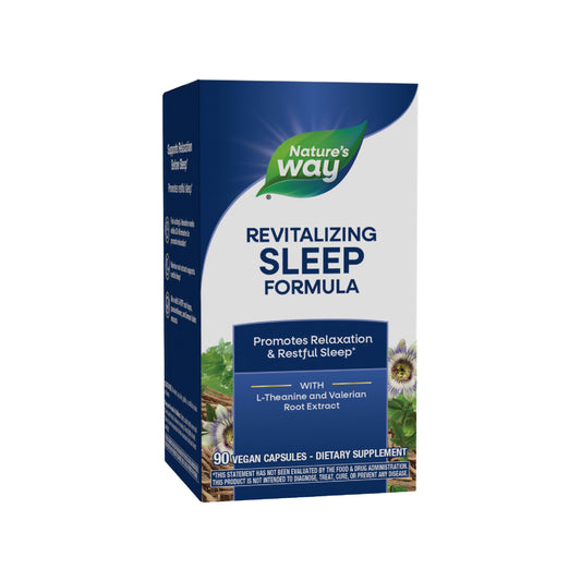 Nature's Way Revitalizing Sleep Formula bottle for restful nights.