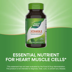 Nature's Way Vitamin E capsules inside bottle for convenient daily use
