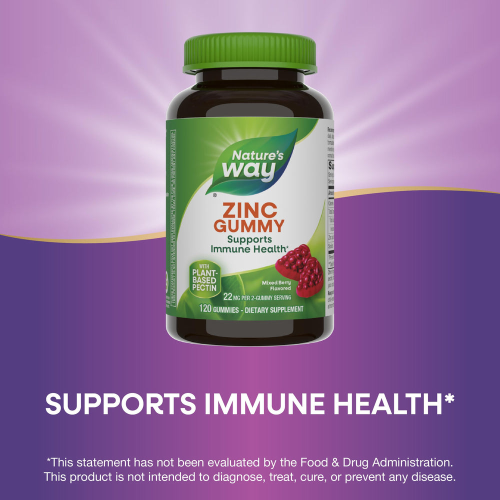 Nature's Way Zinc Gummies for kids 9+, one daily chew for immune support