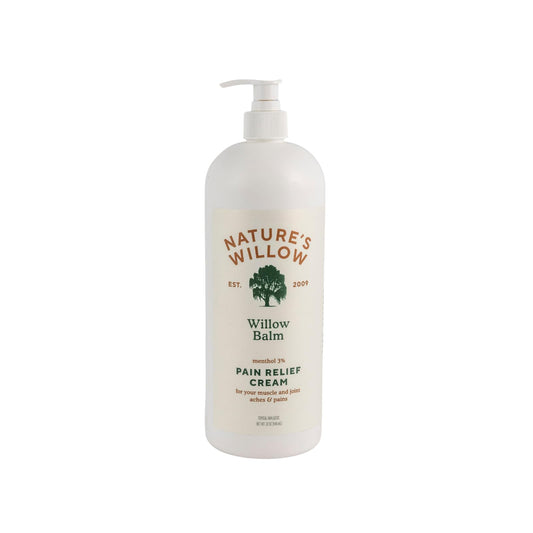 Nature's Willow Willow Balm bottle shown, fragrance-free formula for daily joint and muscle comfort.