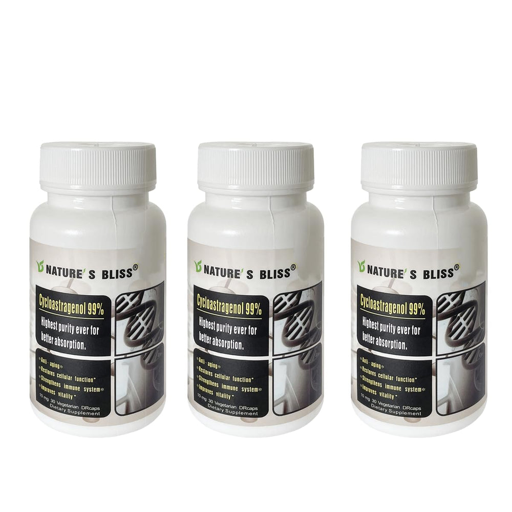 Nature'sbliss telomere supplements bottle front emphasizes USA-made quality