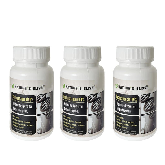 Nature'sbliss telomere supplements bottle front emphasizes USA-made quality