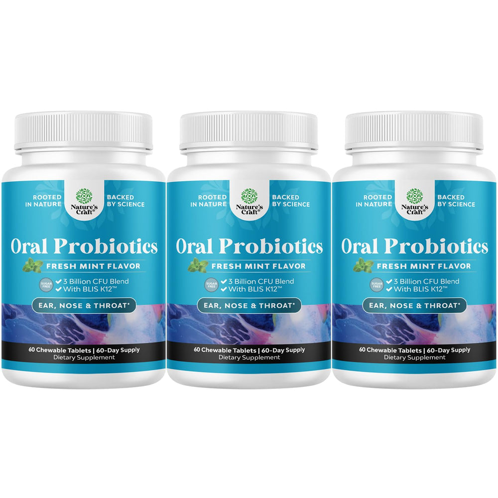 Natures Craft BLIS K12 mint lozenges bottle for fresh breath support.