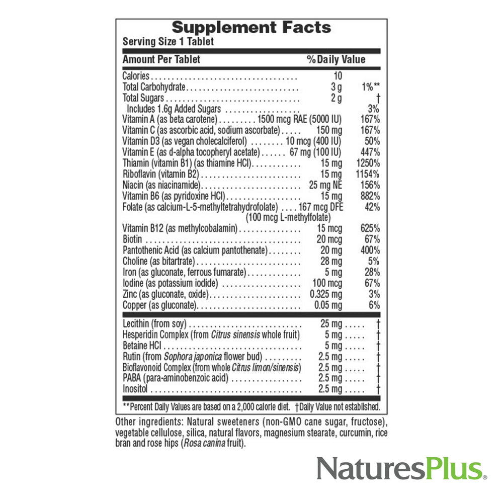 NaturesPlus Pineapple chewable flavor image emphasizes pleasant taste for routine supplementation.